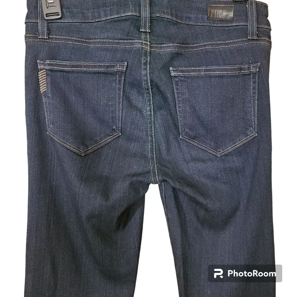 PAIGE Size 26 Skyline Mona Dark Blue Mid-Rise Skinny Jeans Sculpting Bottom Lift
